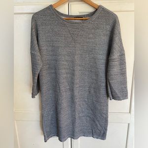 Zara W&B Oversized Sweater Tunic Sweater Dress Gray Raw Hem Size Small